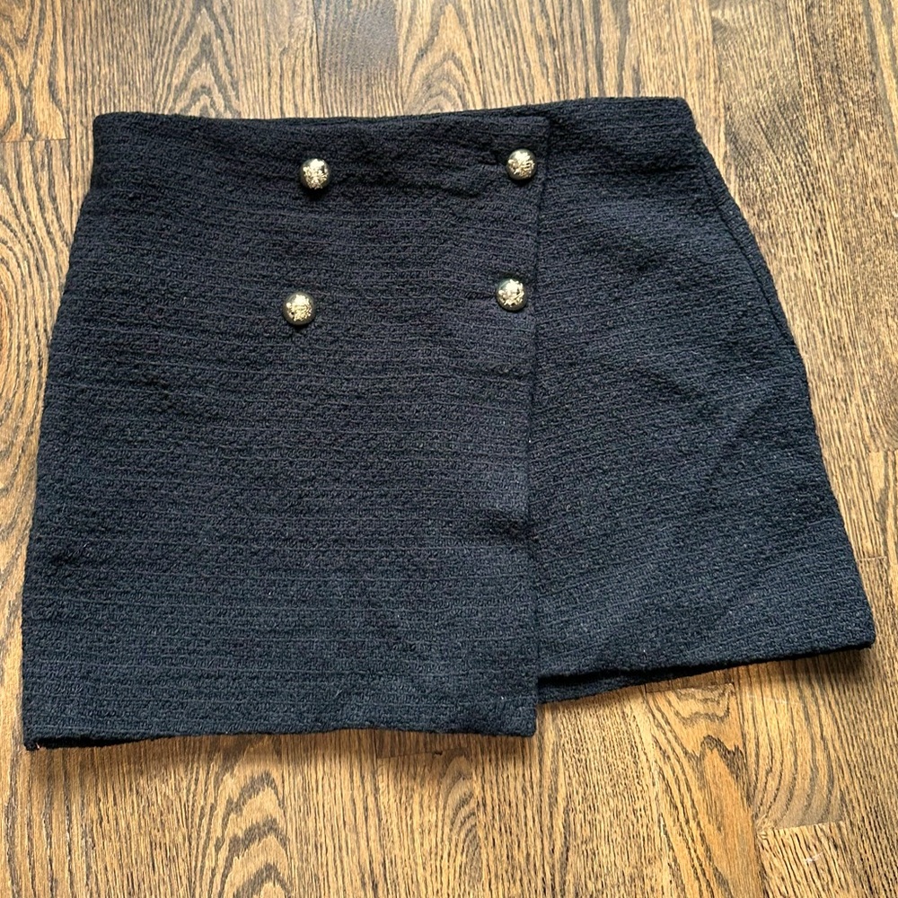 Mango Tweed Mini Skirt with Buttons